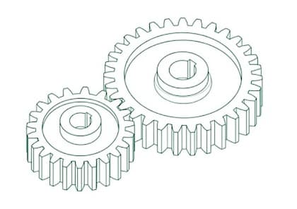 Line illustration of interlocking gears