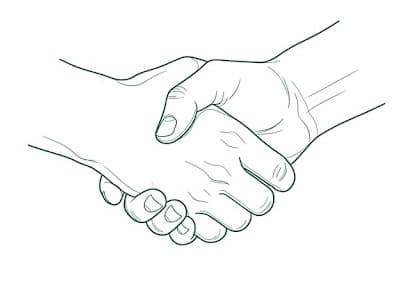 Line illustration of a handshake